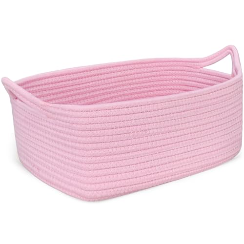 ABenkle Cesta de almacenamiento de cuerda, cubo de algodón tejido para perros y gatos, cesta de cubo con asa, estantes decorativos para organizar el armario para guardería, cesta de regalo vacía de