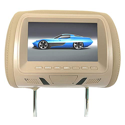 SpirWoRchlan Car Headrest Monitor, 7 Inch Car Headrest Player Auto DVD Player Game HD Digital Screen with Digital Remote Control, Car Rear Seat Entertainment Multi-media Player Beige