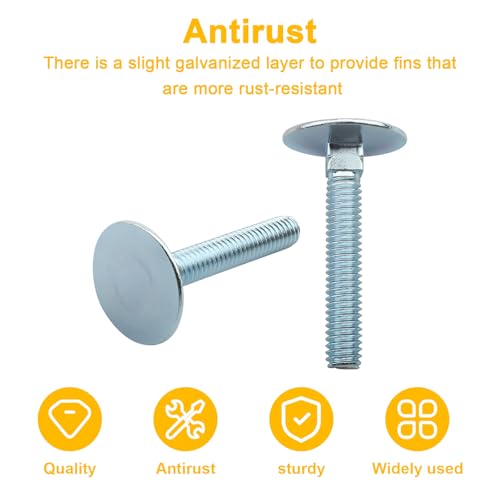 Image of 10 Pcs 014973239718 Elevator Bolts, 5 /16-18 x 2 Flat Head Bolt, Zinc - Rust Resistant