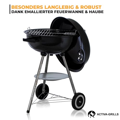 ACTIVA Kugelgrill Montenegro | Premium Grill mit einstellbarer Luftzufuhr, hochwertigem Grillrost & Deckel | Holzkohle Grill für gelungenes Barbecue – Bild 3