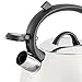 Mr. Coffee Flintshire 1.75-Quart Stainless Steel Whistling Tea Kettle with Nylon Handle – Durable Stove-Top Kettle in Linen Finish