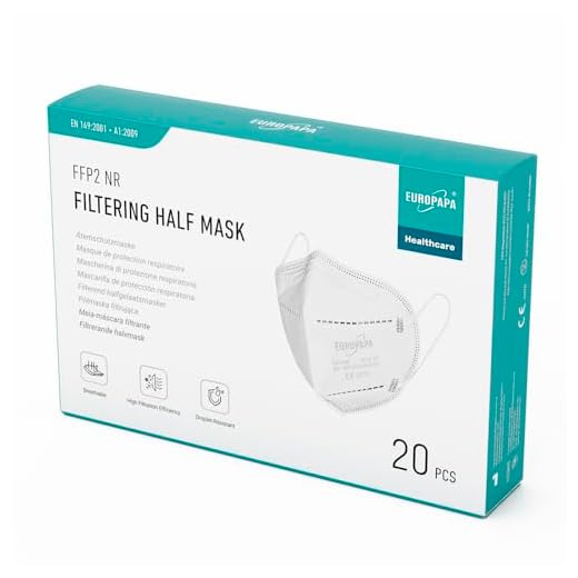 EUROPAPA 20x FFP2 Atemschutzmaske 5-Lagen Staubschutzmasken hygienisch einzelverpackt CE Stelle zertifiziert Mundschutzmaske EU 2016/425