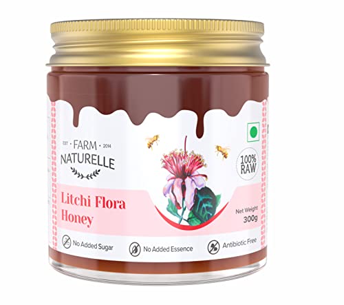 Image of Farm Naturelle Litchi Forest Flower Wild Honey 300gm|100% Pure Honey | Raw & Unfiltered|Unprocessed|Lab Tested Honey In Glass Jar with Engraved Virgin Wooden Spoon