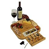 Custom Personalized Engraved Bamboo Cutting Board for Cheese & Charcuterie with Ceramic Dish, Knife...
