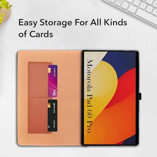 Image of Jkobi Flip Cover Folio Cover for Motorola Moto Pad 60 Pro 12.7 Inch (PU Leather | Multi-Angle Smart Stand | Card Storage Slots | Silicone Back Pouch)
