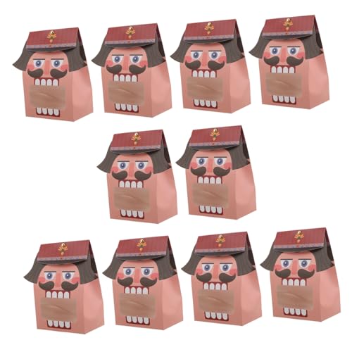 EXAOMBLE 10個入りくるみ割り人形モチーフの窓付き紙製カップケーキボックス クリスマスパーティーのお菓子包装用 ペストリー キャンディ収納容器 結婚式や贈答品にも対応