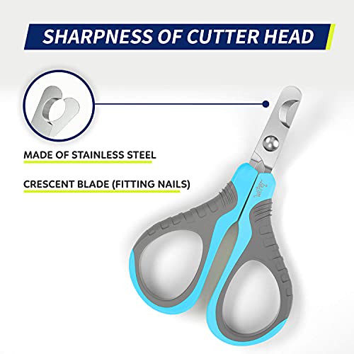 Image of WePet Pet Nail Clippers U07.1, Professional Claw Trimmer, Bended Scissor Special for Cats, Kittens, Dogs, Puppies, Small Animals, Grey /Maya Blue