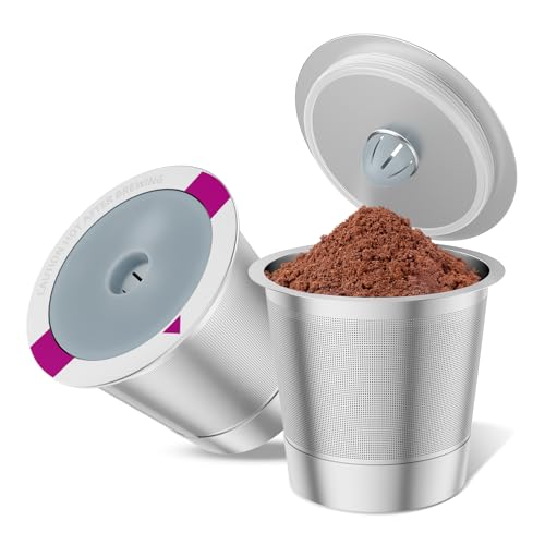 2 Pack Reusable K Cup Coffee Pods, Universal Stainless Steel Refillable K Cup Coffee Filters for Keurig 1.0 and 2.0 Coffee Makers