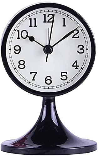 LSSOAZZVVN Alarm Clock Metal Silent Alarm Clock Living Room Bedroom Desk Clock Retro Classic Student Clock Color A