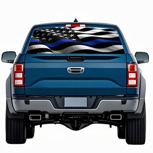 Image of Rear Window Decals for Trucks - 65x17.3 in Back Window American Flag Decals Fit Most Pickup Trucks SUV, Vinyl Back Window Decal Truck Rear Window Graphics for Personalized