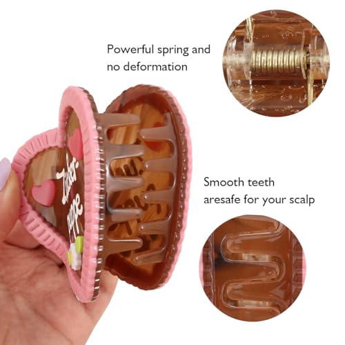 Personalised Gingerbread Holiday Heart Hair Claw Clip for Women Valentines Day Hair Claw Clips Love Hearts Claw Clip, 1 Piece