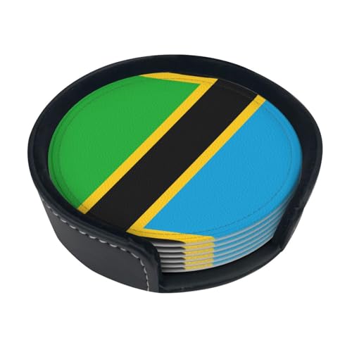 Dessous de Verre imprimé Drapeau de Tanzanie (Lot de 6) • Dessous de Verre Ronds pour café, bière, vin • Décoration pour la Maison, la Cuisine ou Le Bureau
