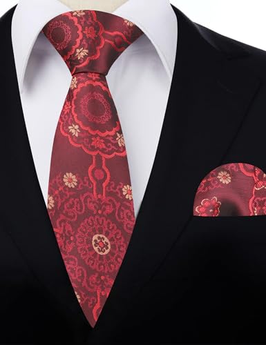 Image of Alizeal Mens Vintage Solid Plaid Tie with Pocket Square 3.15inches Necktie Set