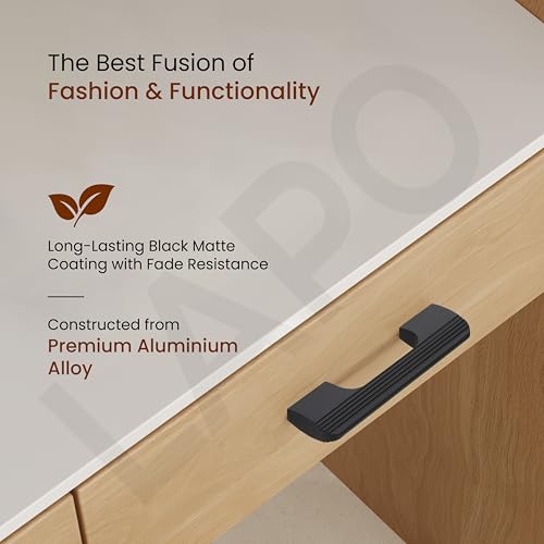 Image of LAPO 3 Piece Window Handle, Cabinet Drawer Handles, 4 Inch Handles for Kitchen, Pulls for Almirah, Pooja Mandir, Cupboard, Wardrobe (110mm, Black Finish, 3 Years Warranty) M-FB