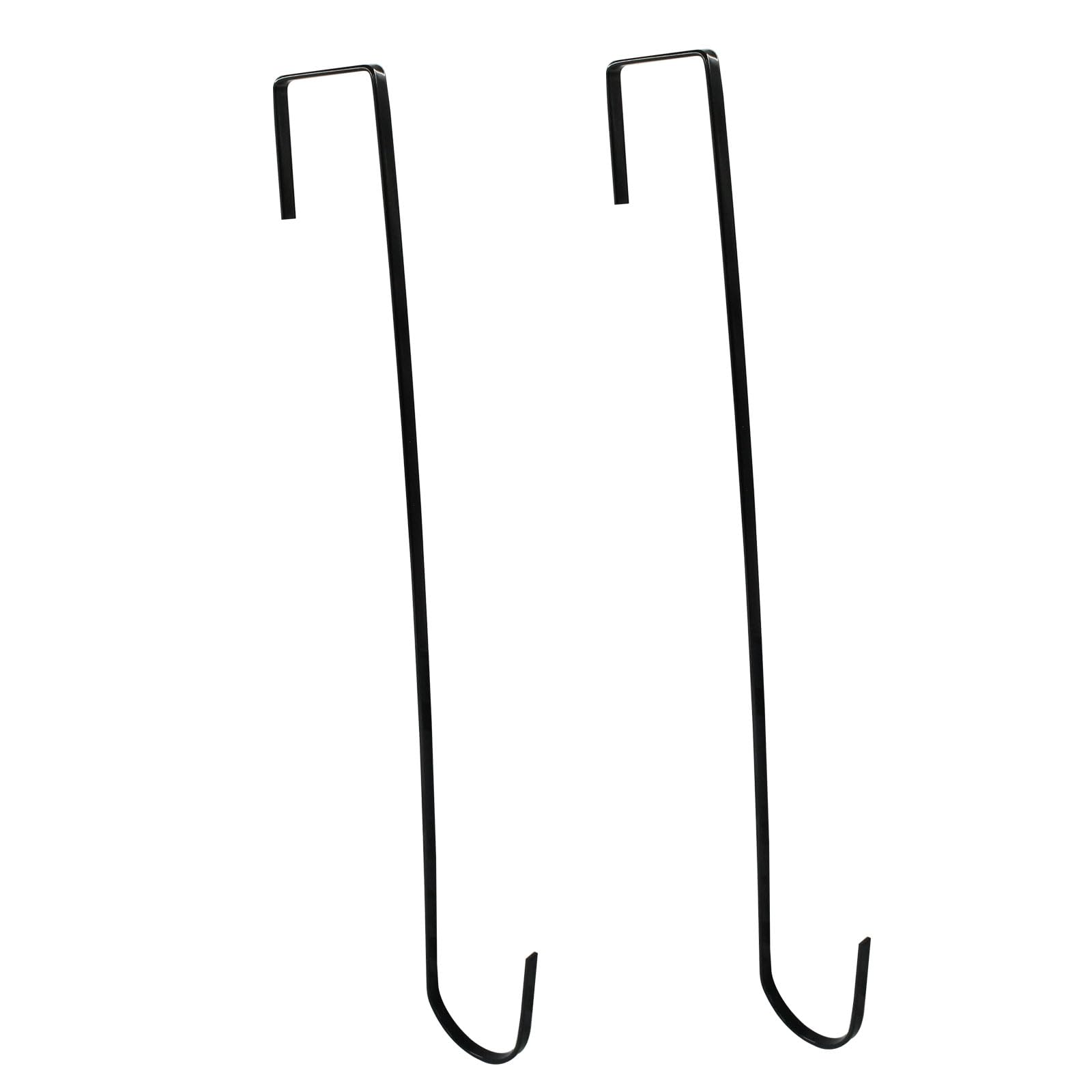 Kemcatui 2 Pack 15 Inch Wreath Hangers for Front Door, White Thin Wreath Holder, Over Door Metal Hook for Modern Door Decorations