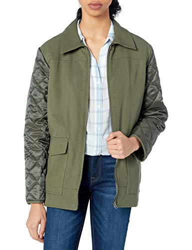 Lucky Brand Women's Quilted Sherpa Jacket, Olive Green, Large