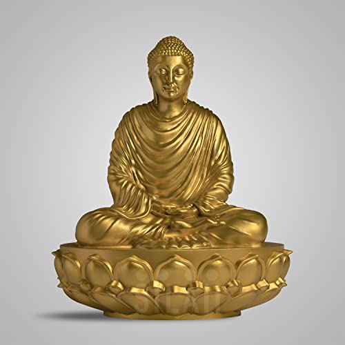 Image of SILAII Gautama Buddha Statue for Home Decor - 9 Inch | Gold Buddha Showpiece for Home & Office | Spiritual Buddha Idols for Home Decor