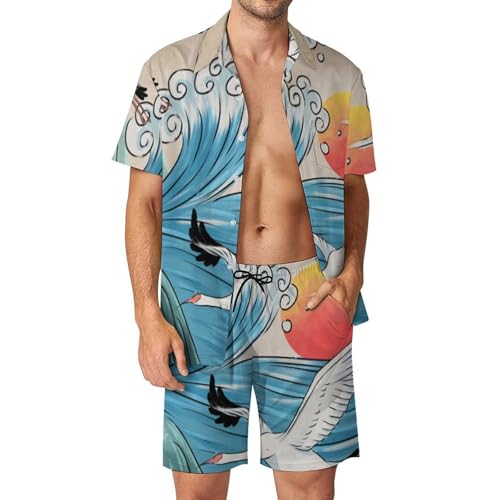 Chemise Hawaïenne Hommes Ensemble Aquarelliste Plage Été S