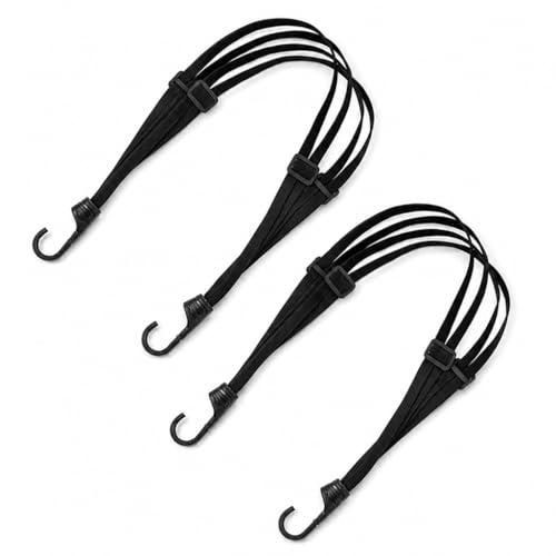 Image of STHIRA 2Pcs Adjustable Motorcycle Luggage Straps 90cm Elastic Bungee Tie Down Cords with Secure Hooks, Stretch Cargo Fastening Straps for Motorcycles, Scooters, Camping Gear, Bike Racks, Travel Bags