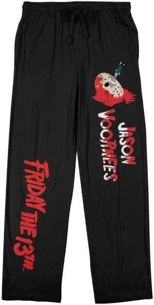 Bioworld Friday the 13th Jason Voorhees Men's Black Drawstring Sleep Pants