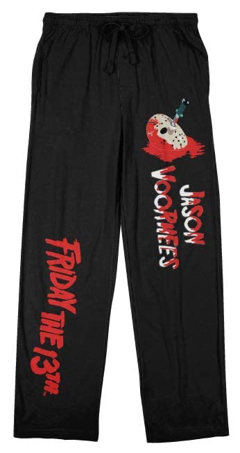 Bioworld Friday the 13th Jason Voorhees Men's Black Drawstring Sleep Pants