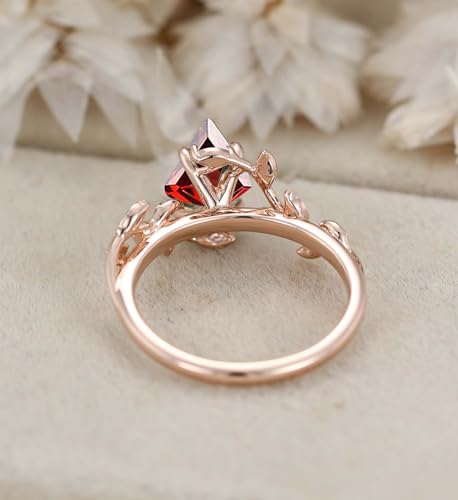 10K/14K/18K Gold 1 Carat Kite Cut Gemstone Vintage Engagement Ring for Women,Nature Inspired Birthstone Leaf Vine Wedding Promise Anniversary Rings for Her Wife Bridal Size 4~124