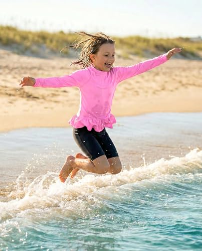Image of City Threads Girls Long Sleeve Rashguard UPF 50+ Made in USA, Girls' Rash Guard Shirts with Sun Protection