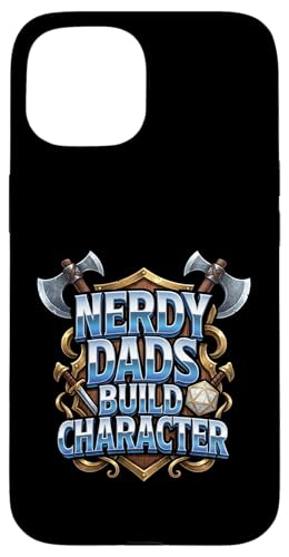 Nerdy Dads Build Character Funny RPG Dice Tabletop Gamer �X�}�z�P�[�X iPhone 15 �p