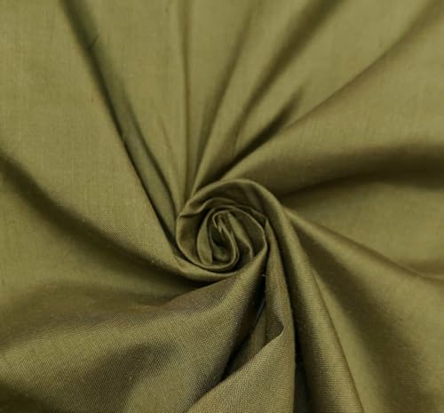 Soie dupioni olive au mètre d'une qualité d'exception pour haute couture
