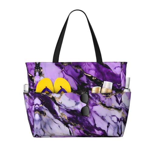 Sac à bandoulière imperméable grand format imprimé marbre violet idéal pour voyage