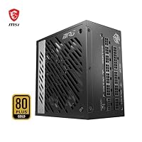 MSI MPG A1000G PCIE5 Netzteil EU Stecker, 1000W, 80 Plus Gold Zertifiziert, vollmodulares ATX 3.0, unterstützt PCIe 5.0 GPU, japanische 105°C Kondensatoren, 0% RPM Modus, Flachkabel – Ansicht 3