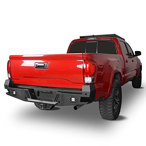Image of Hooke Road Tacoma Rear Bumper for Toyota Tacoma 3rd Gen 2016 2017 2018 2019 2020 2021 2022 2023 Pickup Trucks, Offroad Steel Replacement Bumper