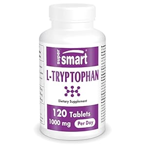 L-Tryptophane 1000 mg par jour – Qualité du sommeil et Endormissement – Précurseur de la Sérotonine, de la Mélatonine, du 5-HTP et de la Niacine – Vegan – Sans Gluten – Supersmart