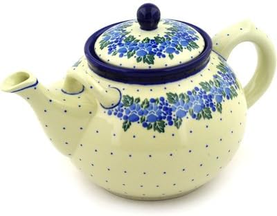 Polmedia Polish Pottery Tea or Coffee Pot - Heaven Sent Pattern Handmade in Boleslawiec Poland by Ceramika Artystyczna + Certificate of Authenticity