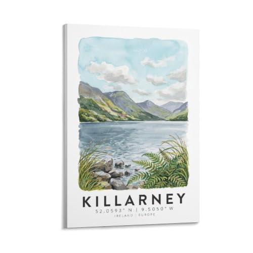 Poster de voyage Killarney aquarelle vintage impression paysage panoramique 50x70 cm