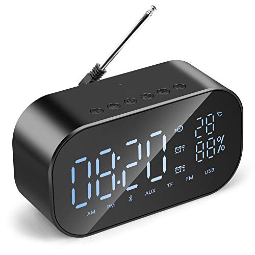 Wecker Radio, S2 tragbare drahtlose Bluetooth-Lautsprechersäule Subwoofer Musik Soundbox LED Time Snooze Wecker für Laptop-Telefon