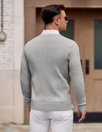 Pull col V hommes gris clair pour un style casual chic au bureau - 4