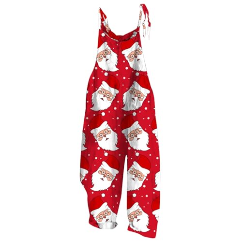 Mono para mujer con estampado de muñeco de nieve de Navidad, tirantes ajustables, pierna ancha, mono suelto para fiestas de talla grande para horas acogedoras