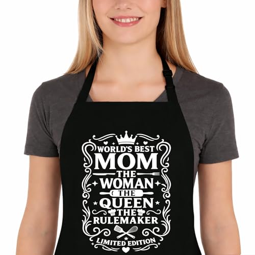 Product Image of the Saukore Funny Aprons for Women, Mothers Day Apron Gift for Mom, Kitchen Cooking Apron with 2 Pockets, Cute Baking Apron for Bakers, Birthday Gift for Mother Wife Stepmom