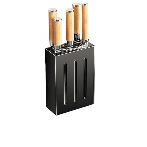 Riuuyyiキッチンナイフホルダー包丁スタンド壁掛け収納ボックス家庭用収納ラック (20*13*6cm-A,ブラック)