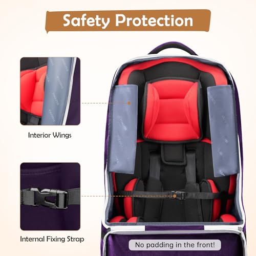 Image of YOREPEK Padded Carseat Travel Bag for Airplane, Car Seat Travel Backpack with Shoulder Straps, Gate Check Car Seat Bags for Air Travel, Toddler Airplane Travel Essentials