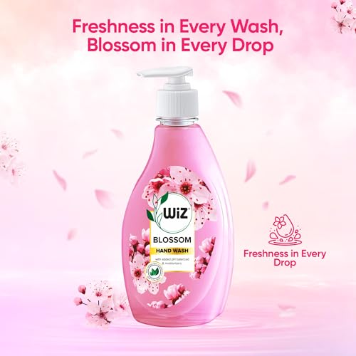 Image of Wiz Blossom Handwash Liquid Soap Dispenser Bottle - 450ml (Pack of 4) | Germ Protection | Hand Wash with Added pH-Balanced & Moisturizers for Soft & Gentle Hands | Suitable for all Skin Types