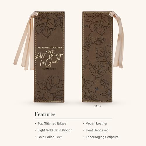 Image of Christian Art Gifts Faux Leather Scripture Bookmark: All Things for Good
