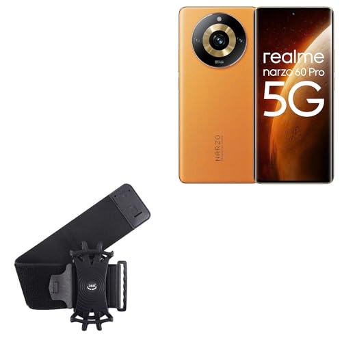 BoxWave Holster Compatible with Realme Narzo 60 Pro - ActiveStretch Sport Armband, Adjustable Armband for Workout and Running - Jet Black