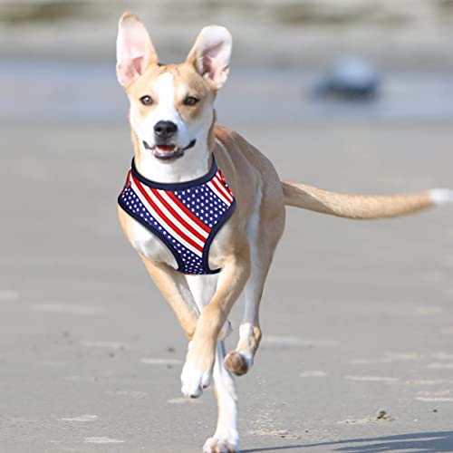 viklot Dog Harness for Small Medium Large Dogs No Pull Dogs Front Clip Harness Dog Vest Harness Adjustable Soft Padded Dog Vest Americian Style Design (Flag, S (Chest: 14-16'))
