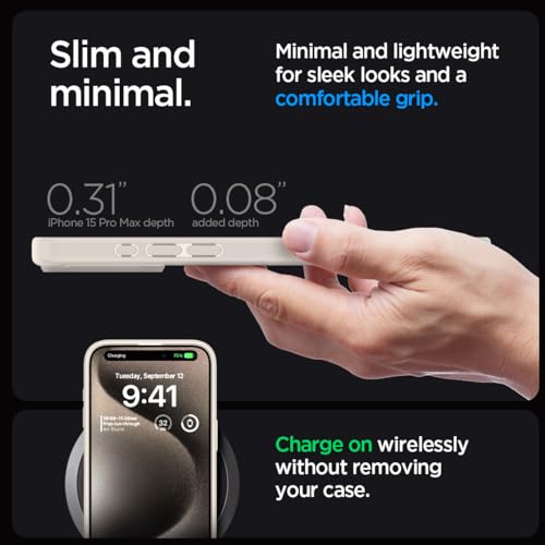 Image of Spigen for iPhone 15 Pro Max Case, Ultra Hybrid [No Magnet Ring][Anti-Yellowing] - Natural Titanium