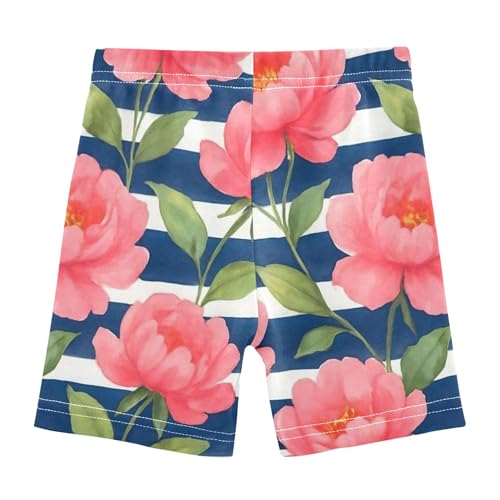 Watercolor Pink Peonies Bold Girls Biker Shorts Toddlers Cotton Under Dress Shorts Print 4t Children2
