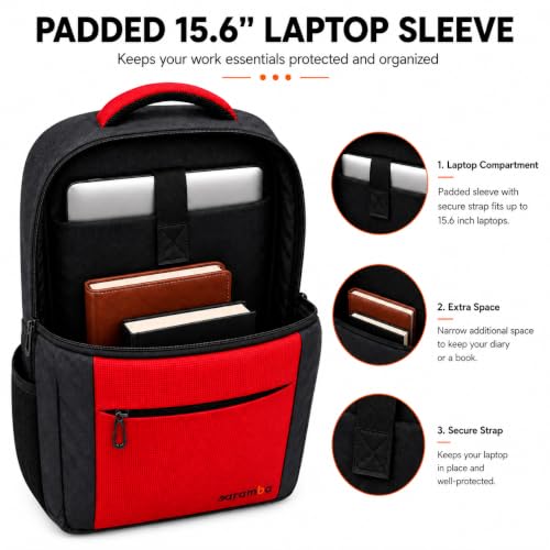 Image of CARAMBA CARRYMATE 26.5L Overnighter Laptop Backpack | Water Resistant Travel Bag with 15.6 inch Padded Laptop Sleeve, Trolley Strap & Dual Compartments for Office, Business, College Men & Women
