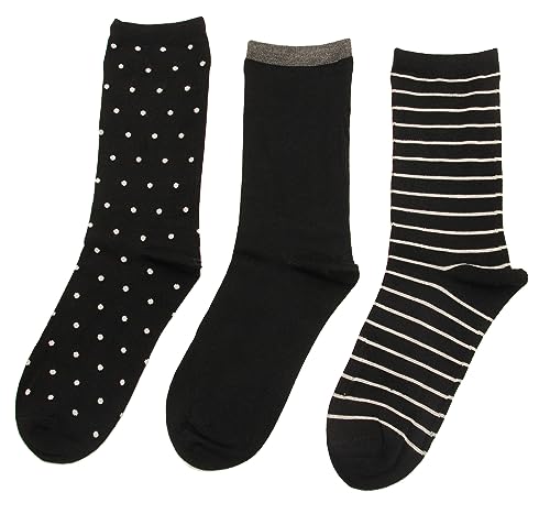 Hot Sox Women's Dot Stripes Crew Socks 1 Pair, Women's 4-10