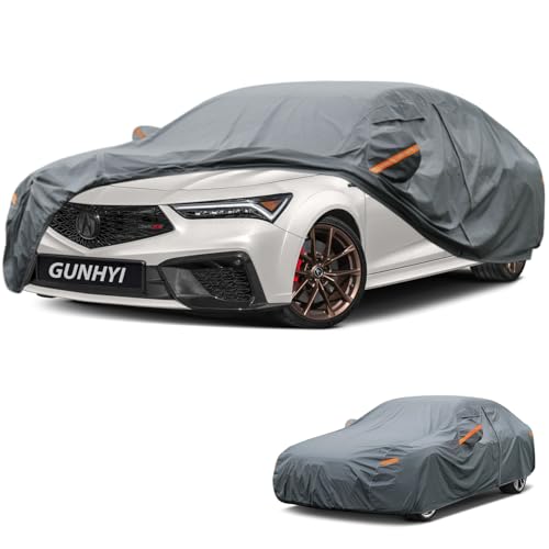 GUNHYI Premium Car Cover Custom Fit Acura Integra Sedan(1986-2001), 16 Layers Heavy Duty Car Cover Waterproof All Weather with Zipper Door for Sun Rain Snow Dust Uv Protection